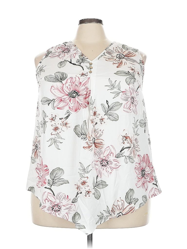 Pre-owned Emery Rose Sleeveless Blouse In White