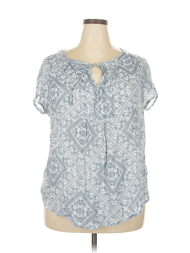 Pre-owned Como Vintage Short Sleeve Blouse In Blue