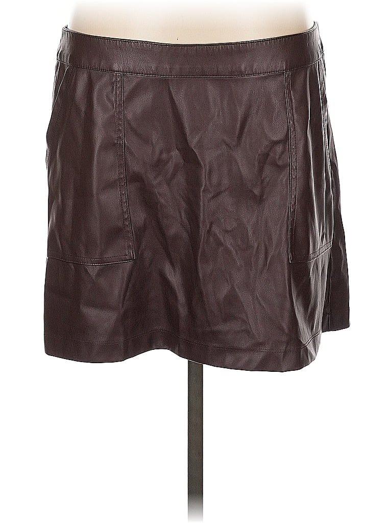 Pre-owned A New Day Faux Leather Skirt In Brown