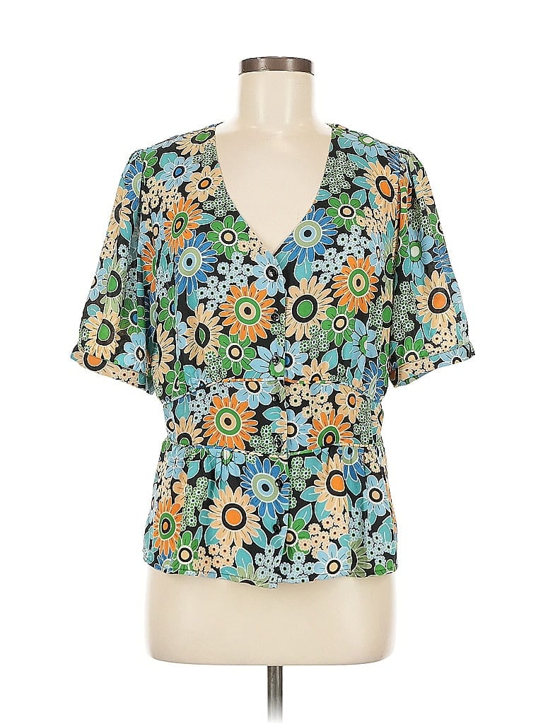 Pre-owned Cabi Short Sleeve Blouse In Blue