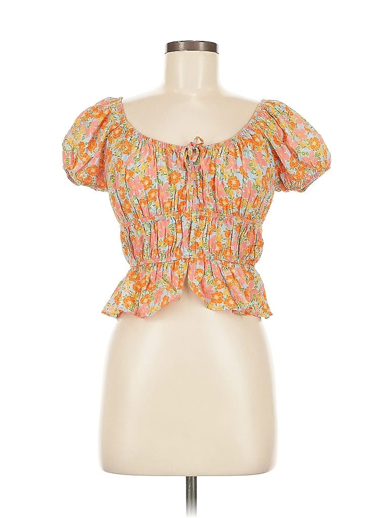 Pre-owned Sienna Sky Short Sleeve Blouse In Orange