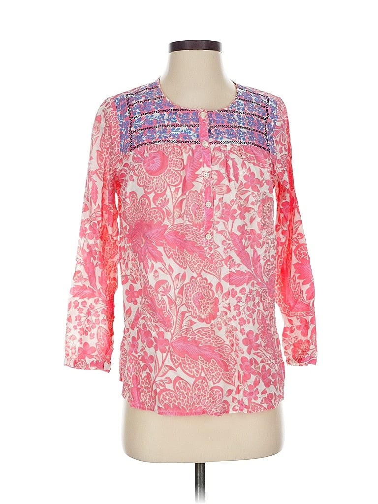 Pre-owned J.crew Factory Store 3/4 Sleeve Blouse In Pink