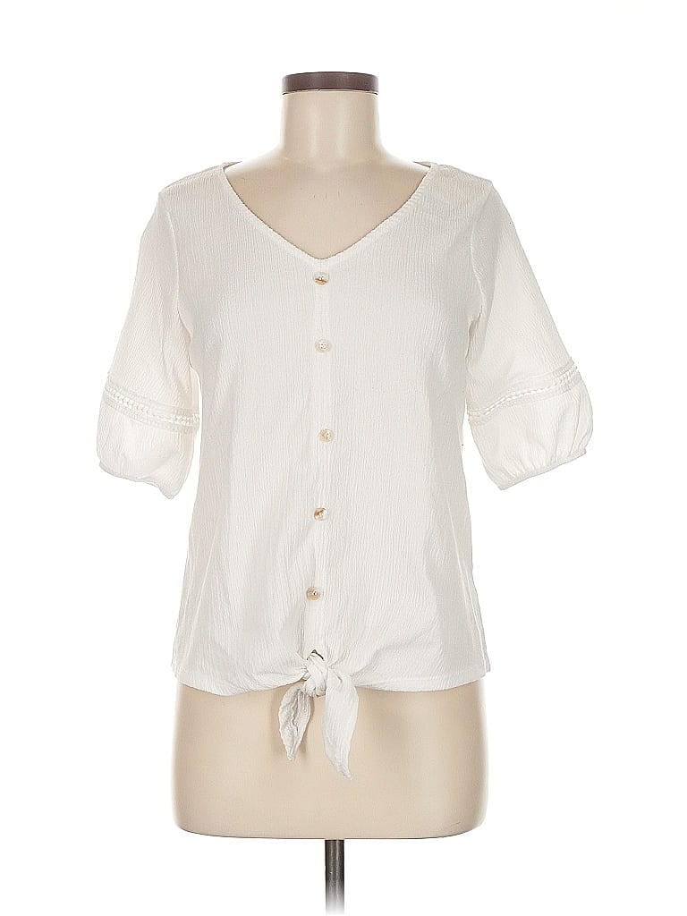 Pre-owned Agb 3/4 Sleeve Blouse In White