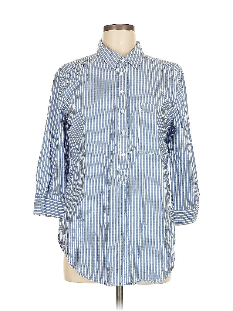 INTRO Pre-owned 3/4 Sleeve Button Down Shirt In Blue