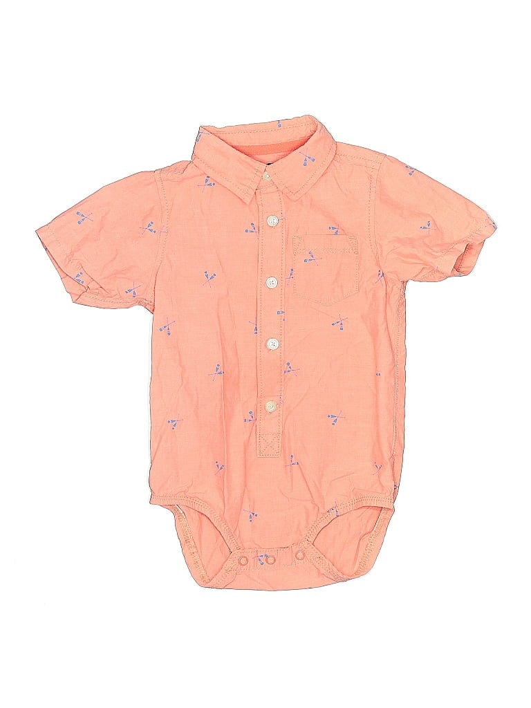 Pre-owned Oshkosh B'gosh Kids' Short Sleeve Onesie In Orange