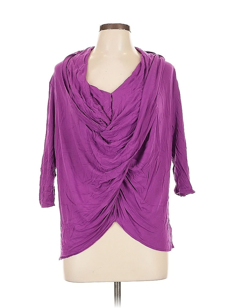 Pre-owned Jennifer Lopez 3/4 Sleeve Top Purple Cowl Neck Tops