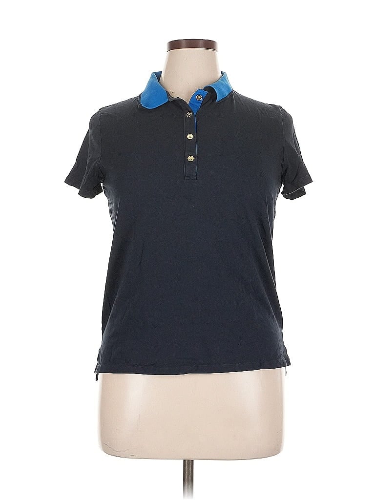 Pre-owned Jones New York Signature Short Sleeve Top Blue Collared Neckline Tops