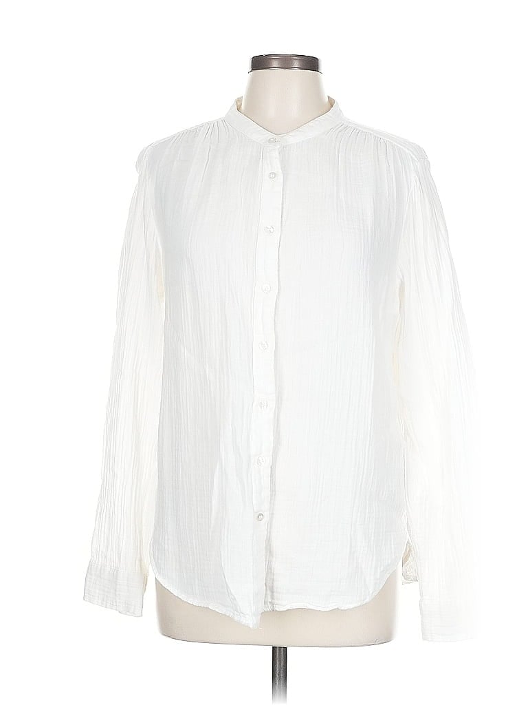 Pre-owned Gap Long Sleeve Blouse In White