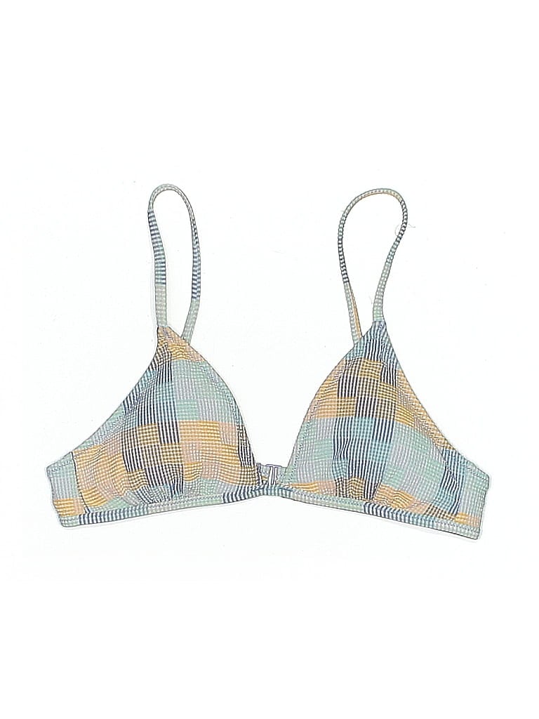 Pre-owned Aerie Swimsuit Top Gray Argyle Pattern Swimwear