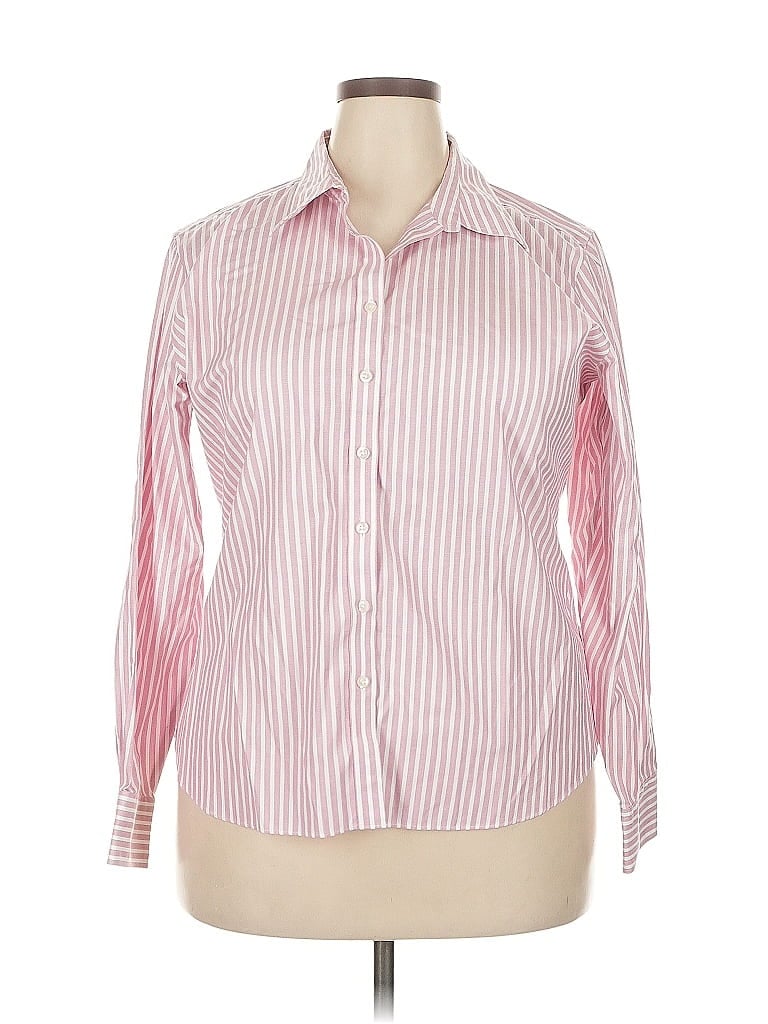 Pre-owned Lands' End Long Sleeve Button Down Shirt In Pink