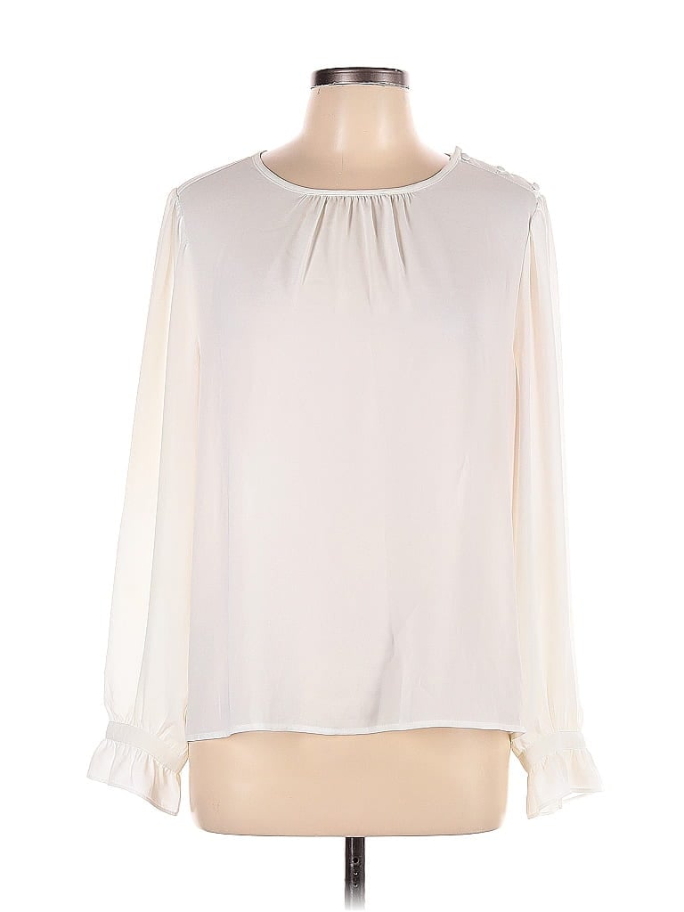 Pre-owned J.crew Factory Store Long Sleeve Blouse In White