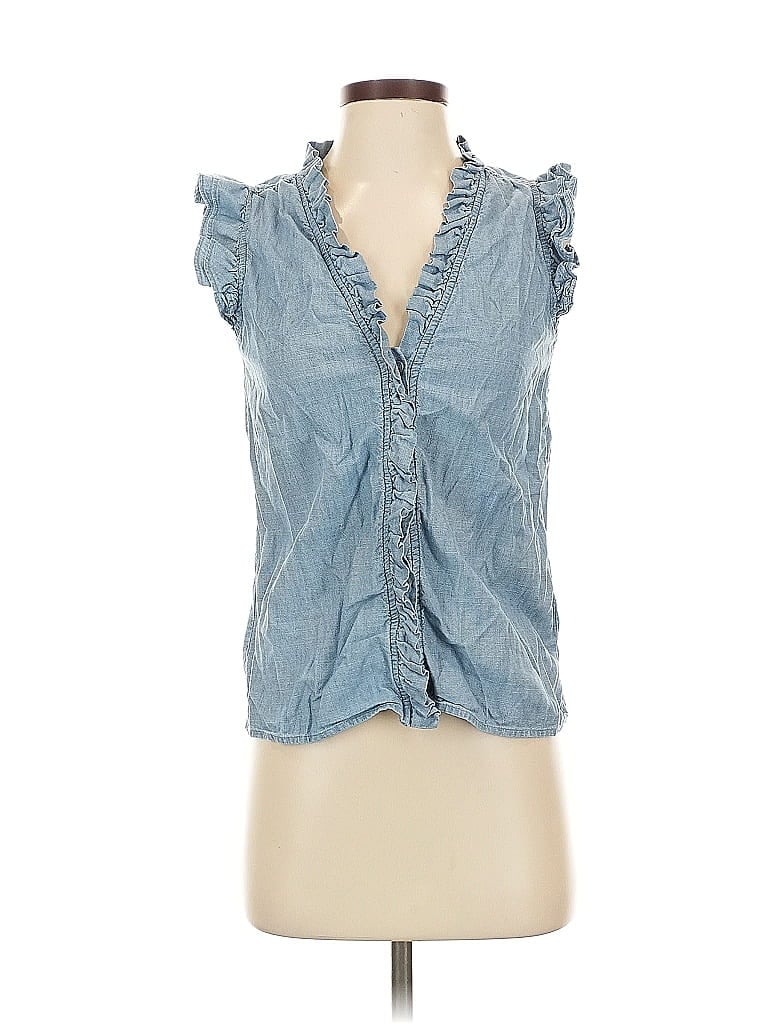 Pre-owned J.crew Factory Store Sleeveless Blouse In Blue