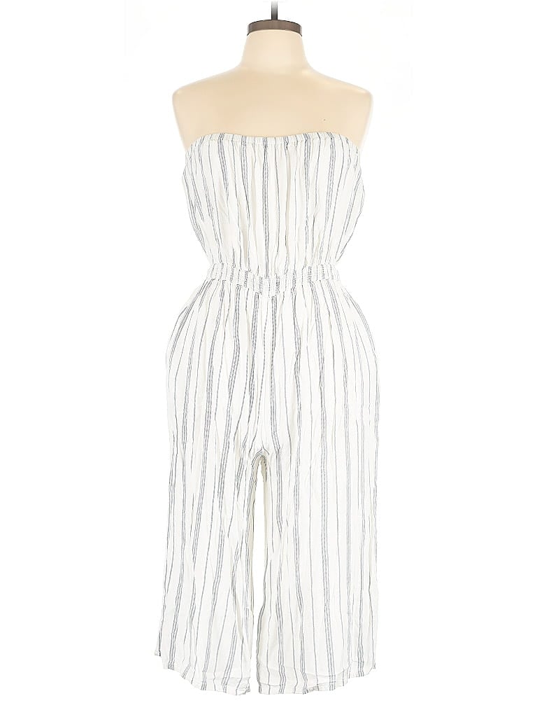 Pre-owned Hem & Thread Jumpsuit In White