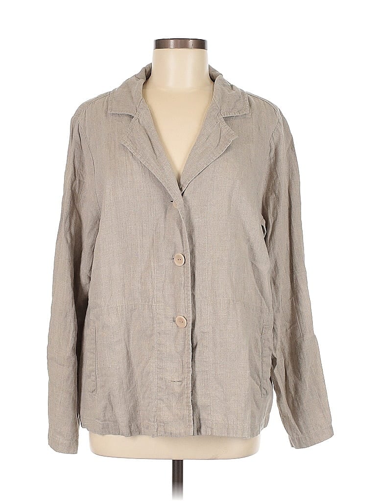 Pre-owned Flax Blazer Jacket In Gray