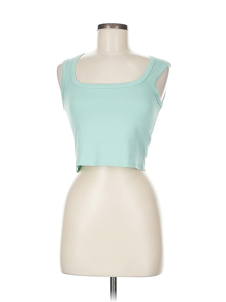Pre-owned Shein Tank Top Teal Square Neckline Tops In Blue