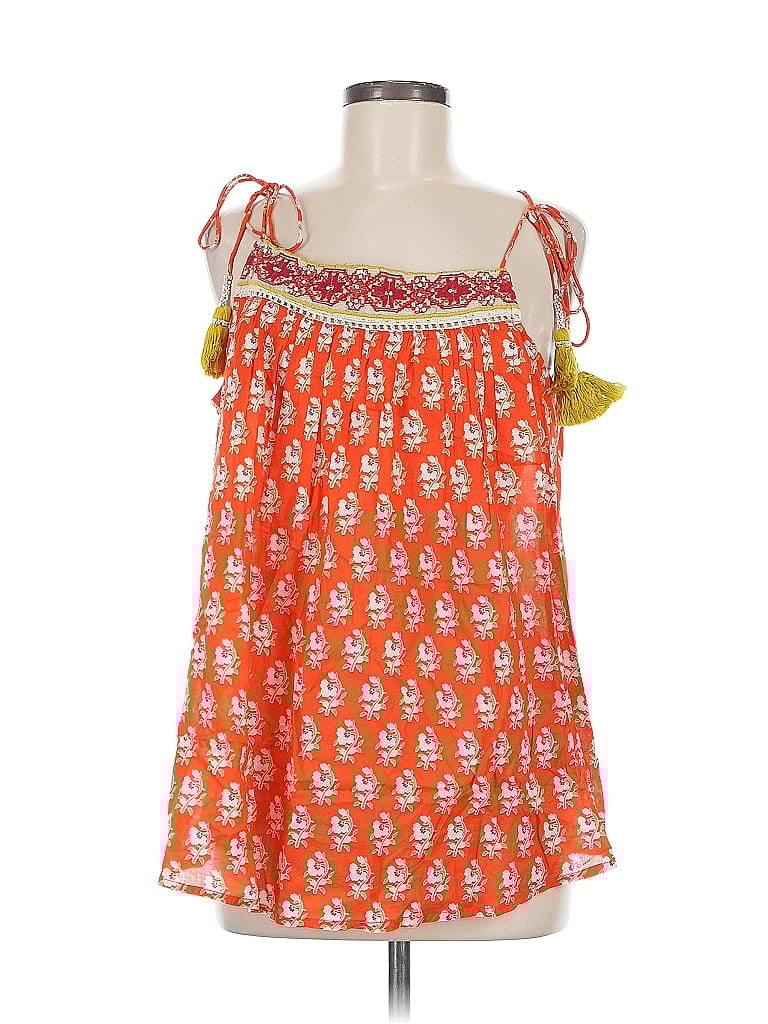 Pre-owned Nicole Miller Sleeveless Blouse In Orange