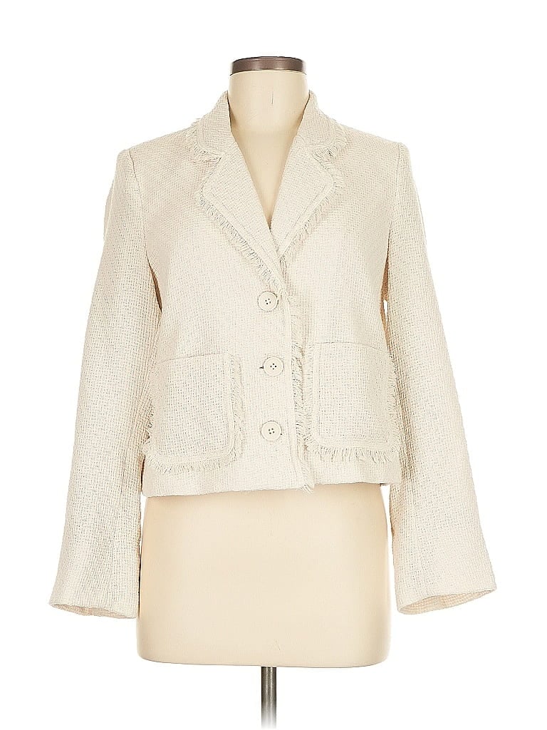 Pre-owned Halogen Blazer Jacket In White