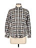 ICB 100% Cotton Plaid Gray Tan Long Sleeve Button-Down Shirt Size 6 - photo 1