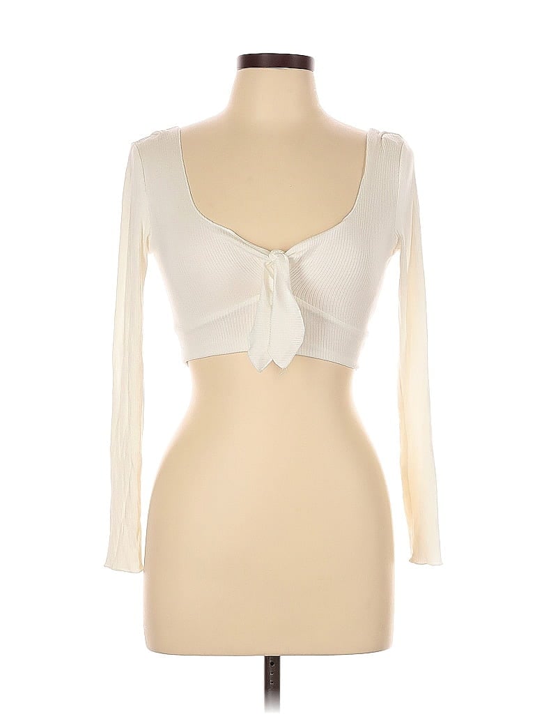 Pre-owned Olivaceous 3/4 Sleeve Top Ivory Sweetheart Neckline Tops In White
