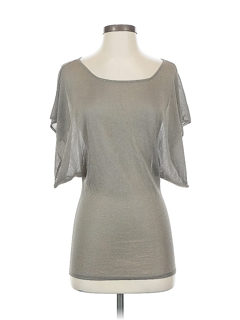 Pre-owned Theory Short Sleeve Top Gray Scoop Neck Tops