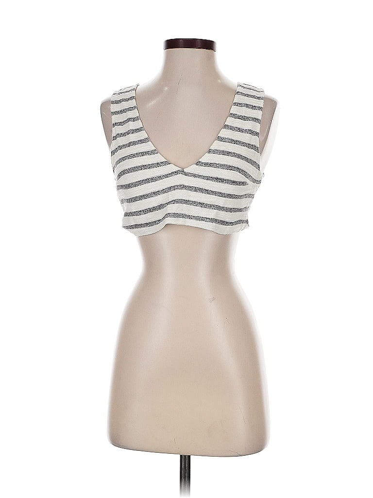 Pre-owned Tobi Tank Top Silver Plunge Neckline Tops