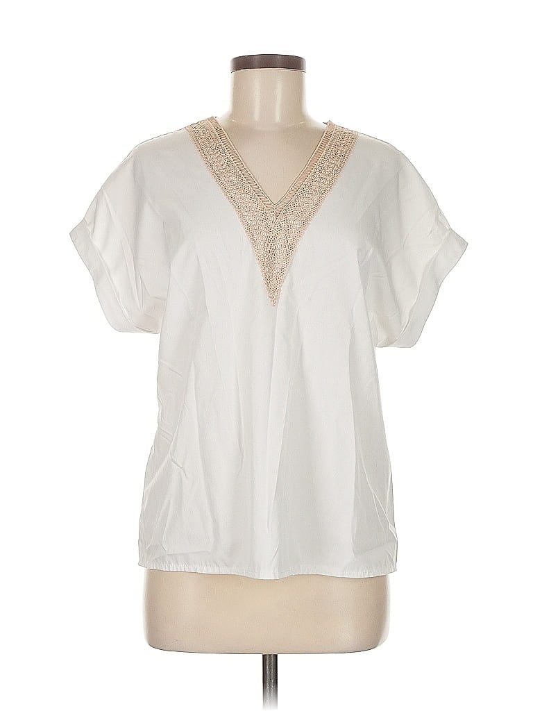 Pre-owned Shein Short Sleeve Blouse In White
