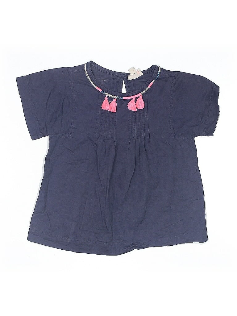 Pre-owned Crewcuts Kids' Short Sleeve Blouse In Blue