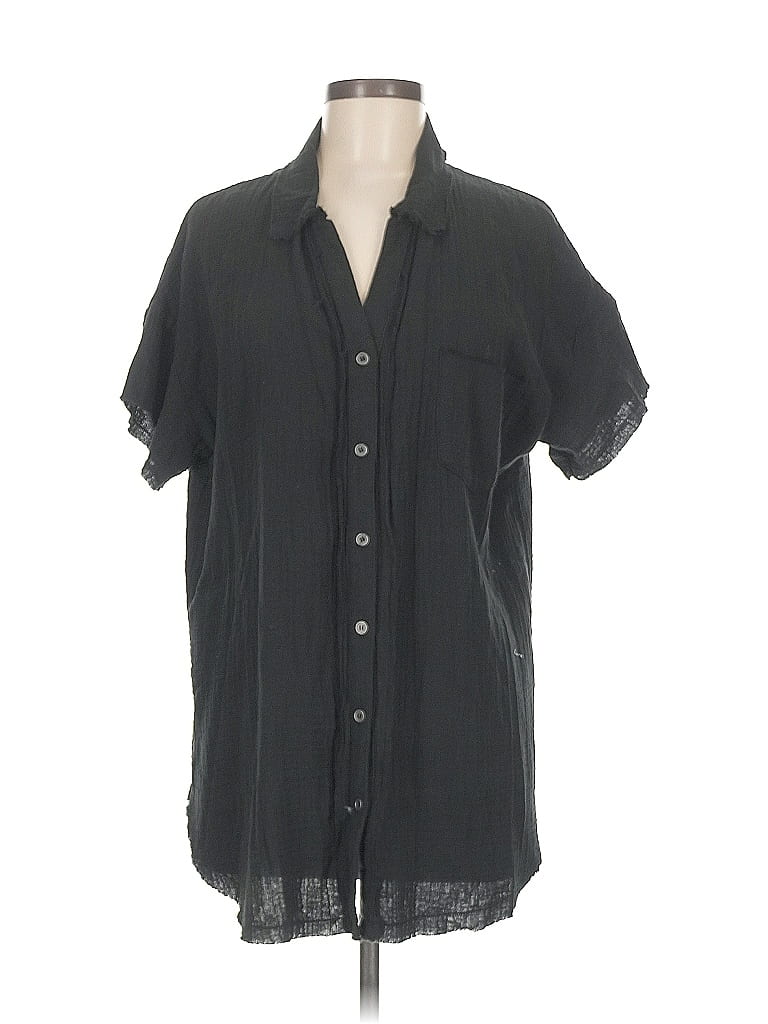 Pre-owned Zenana Short Sleeve Blouse In Black