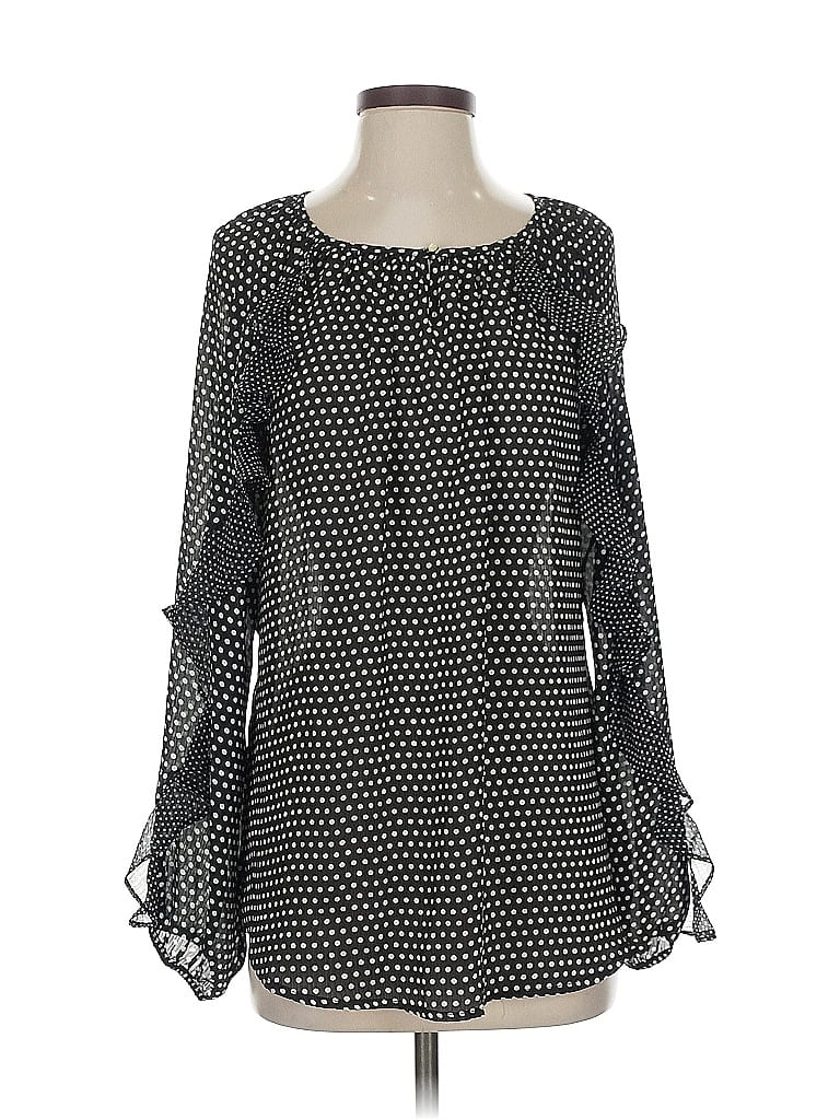 Pre-owned Chaps Long Sleeve Blouse In Black