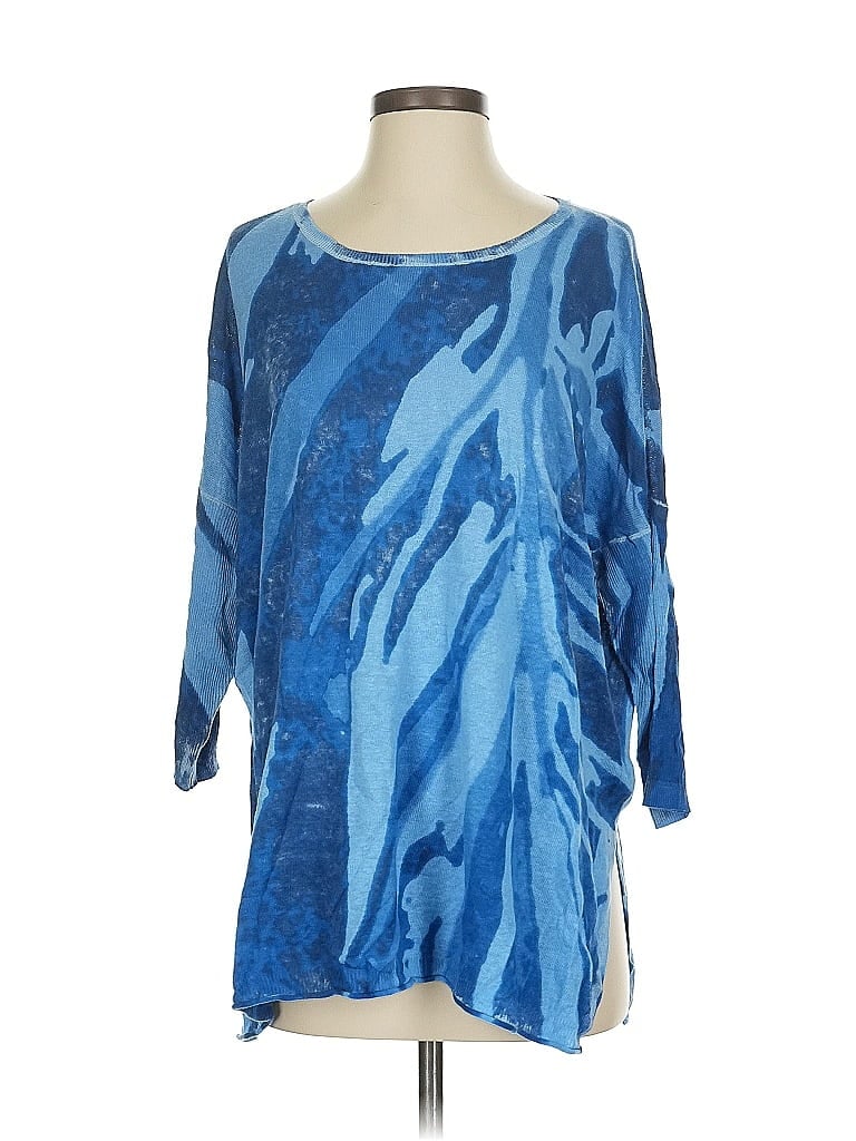 Pre-owned Nic + Zoe 3/4 Sleeve T-shirt In Blue