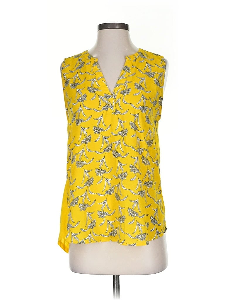 Pre-owned Papermoon Tank Top Yellow Plunge Neckline Tops