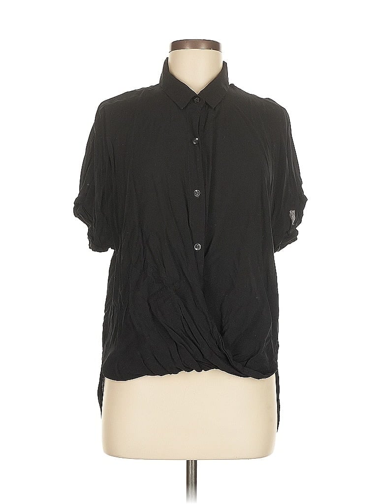 Pre-owned Bcbgeneration Short Sleeve Blouse In Black