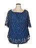 MIHOLL Blue Short Sleeve Blouse Size XXL - photo 1