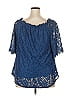 MIHOLL Blue Short Sleeve Blouse Size XXL - photo 2