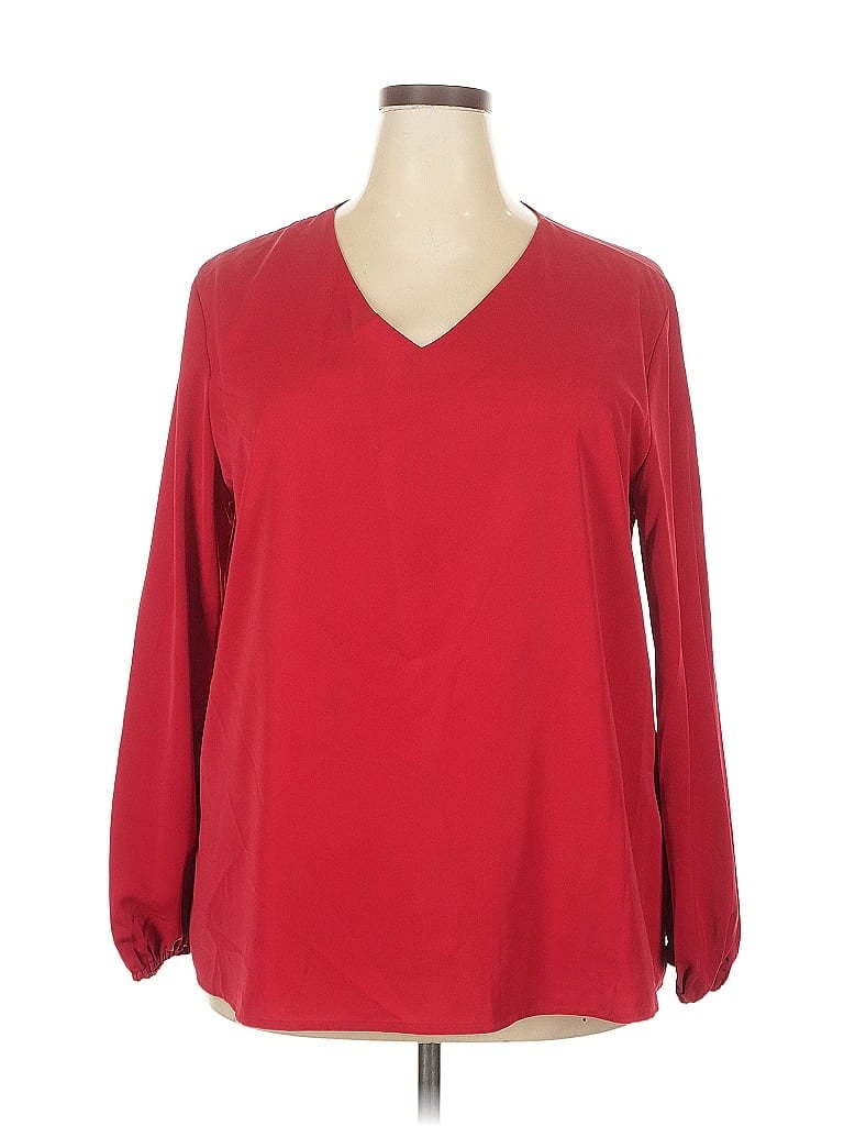Pre-owned Assorted Brands Long Sleeve Blouse In Red