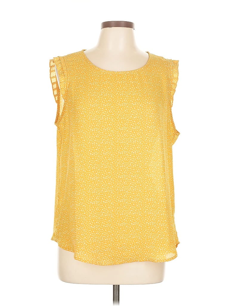 Pre-owned Adrianna Papell Sleeveless Blouse In Yellow