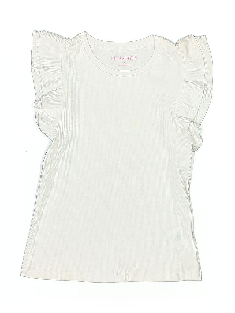 Click to view more detailed imagery on our partner's website Pre-owned Crewcuts Outlet Kids' Short Sleeve Top White Ruffles Neckline Tops
