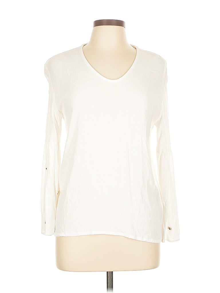 Click to view more detailed imagery on our partner's website Pre-owned Maje Long Sleeve Top Ivory V Neck Tops In White
