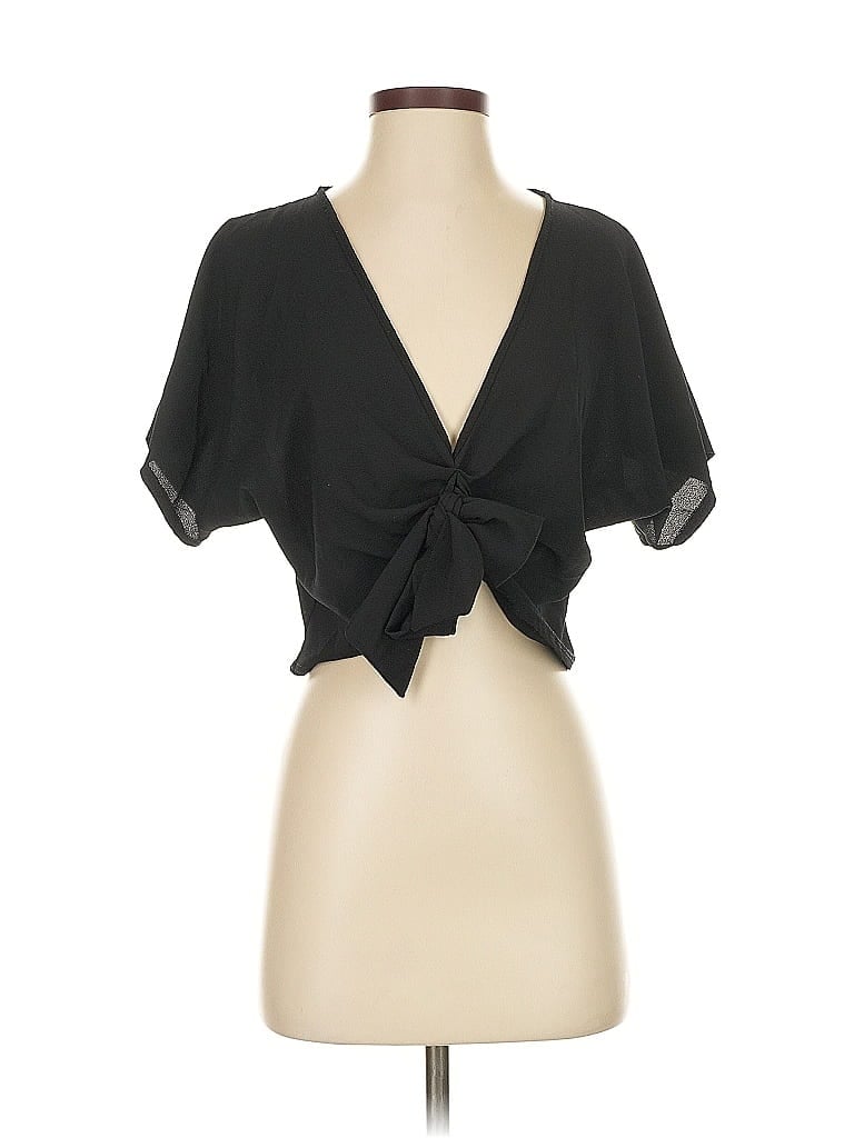 Pre-owned Prettylittlething Short Sleeve Blouse In Black