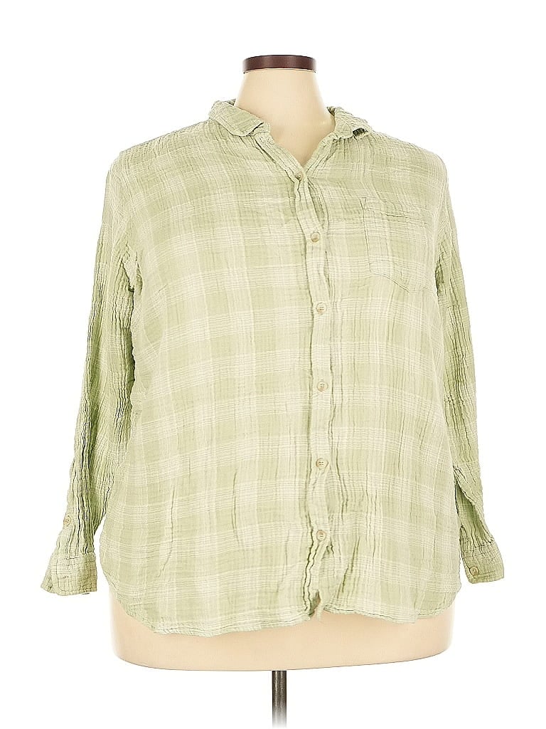 Pre-owned Sonoma Goods For Life Long Sleeve Button Down Shirt In Green