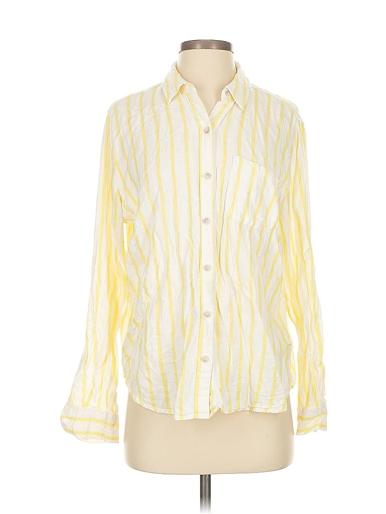 Pre-owned Universal Thread 3/4 Sleeve Button Down Shirt In Yellow