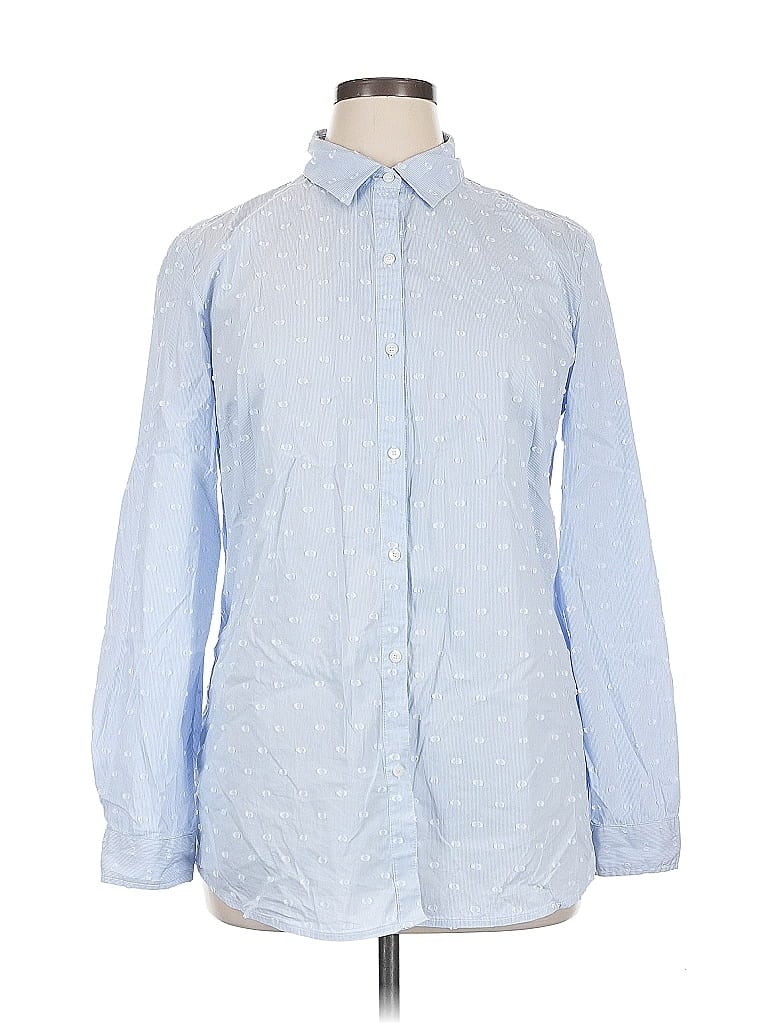 Pre-owned J. Mclaughlin Long Sleeve Button Down Shirt In Blue