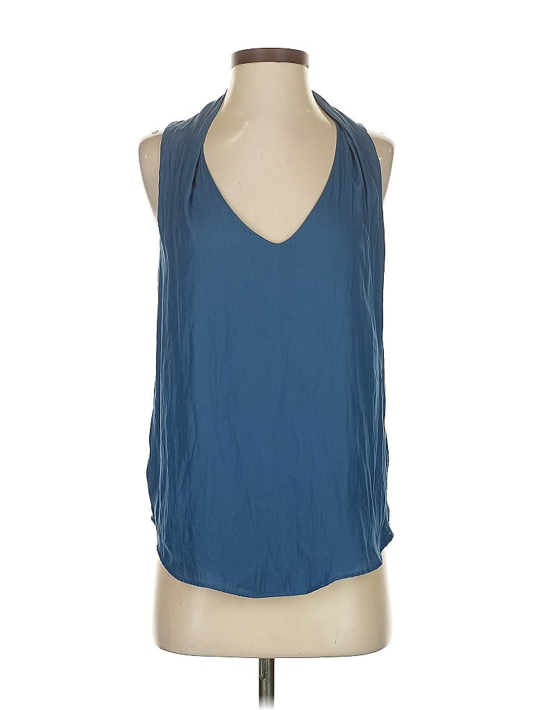 Pre-owned Zara Basic Tank Top Blue Halter Neckline Tops