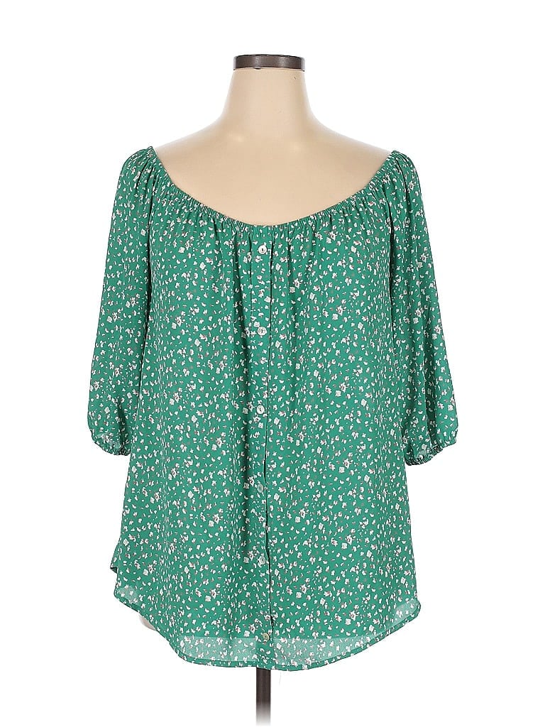 WEST KEI Pre-owned 3/4 Sleeve Blouse In Green