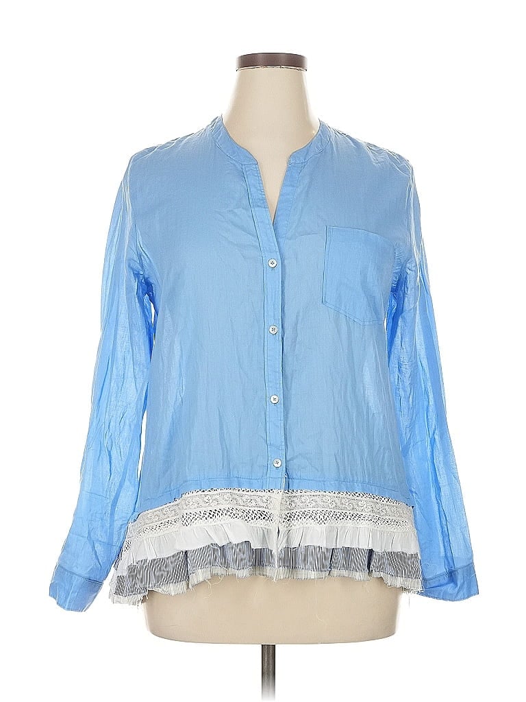 Pre-owned Holding Horses 3/4 Sleeve Blouse In Blue