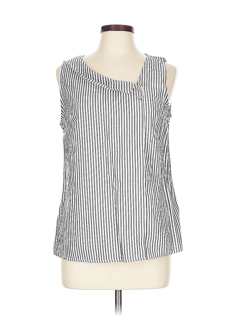 Pre-owned Emery Rose Tank Top Silver Halter Neckline Tops In Blue