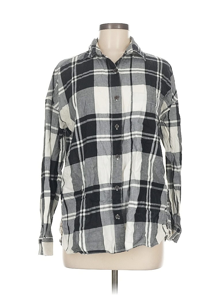 Pre-owned Old Navy 3/4 Sleeve Button Down Shirt In Gray