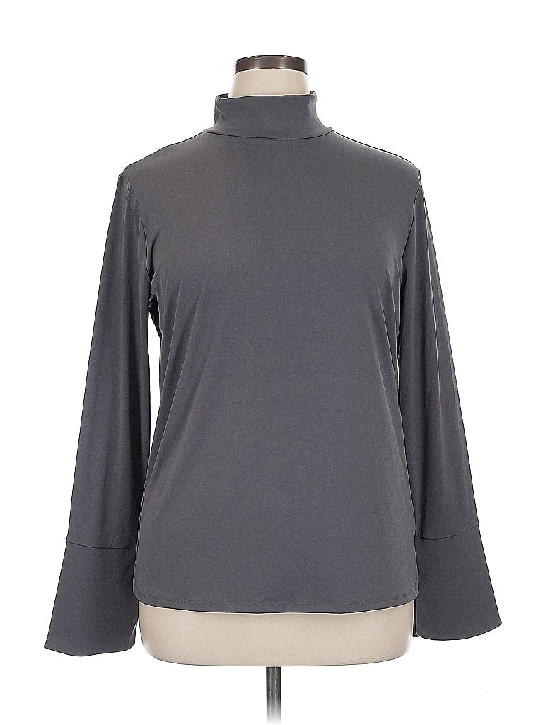 Pre-owned Worthington Long Sleeve Top Gray Turtleneck Tops
