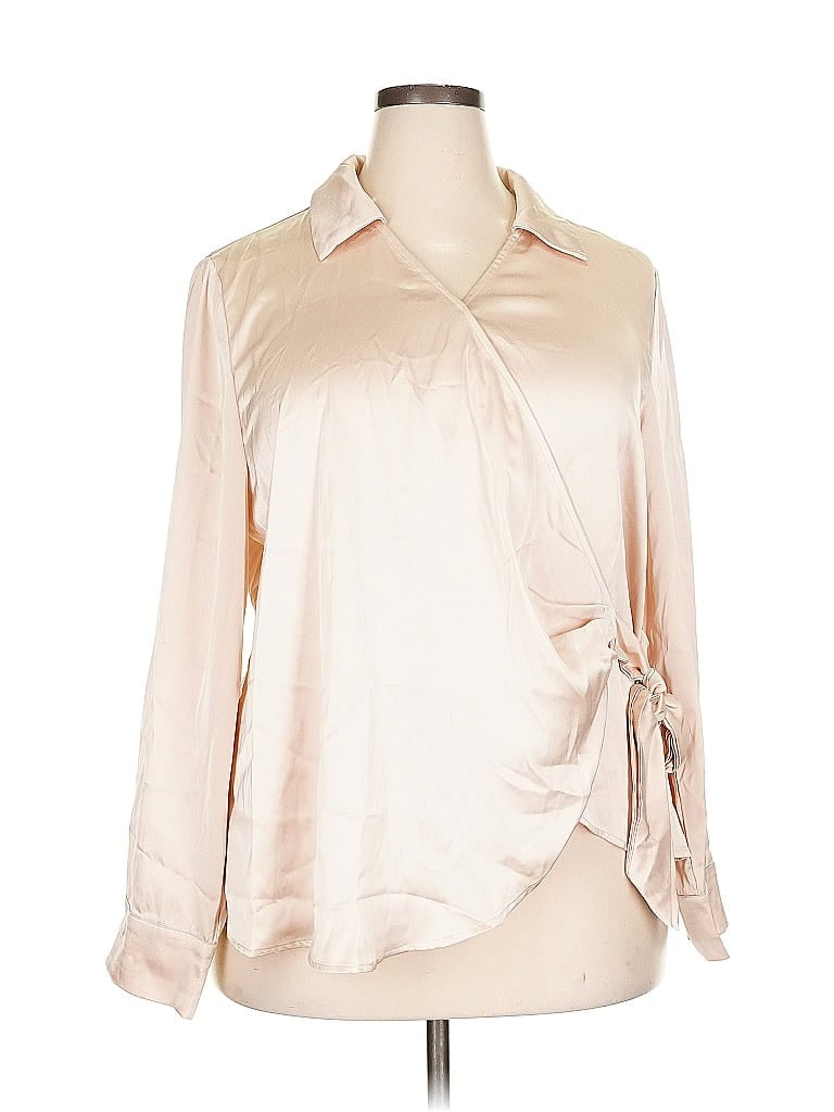 Pre-owned Grace Karin Long Sleeve Blouse In White