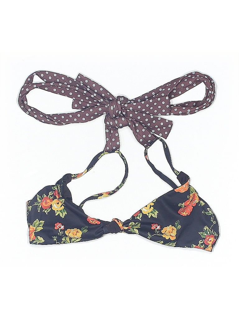 Pre-owned Caroline Constas Swimsuit Top Burgundy Floral Pattern Swimwear